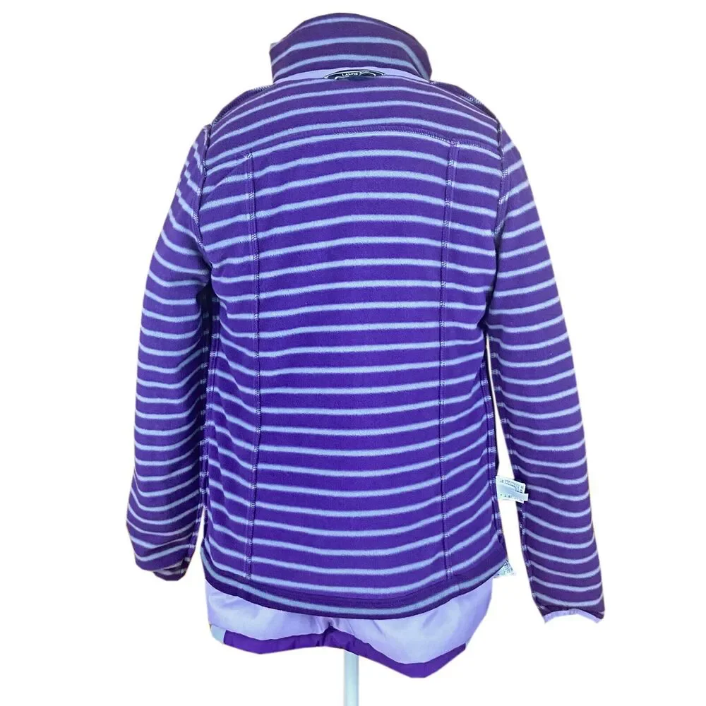 Lands' End Girls 3-in-1 Stormer Parka Size XL (16) Purple Gray Hood Fleece Lined